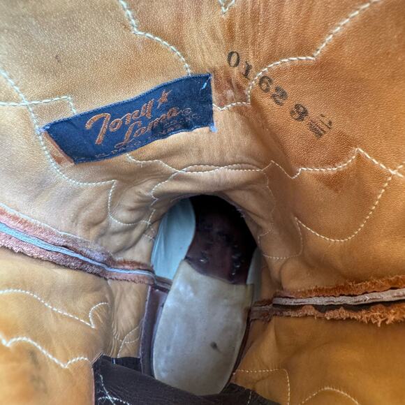 VTG Tony Lama Two Tone Lizard Wingtip Two Tone Cowgirl Rodeo Western Boots 6B - Picture 10 of 12